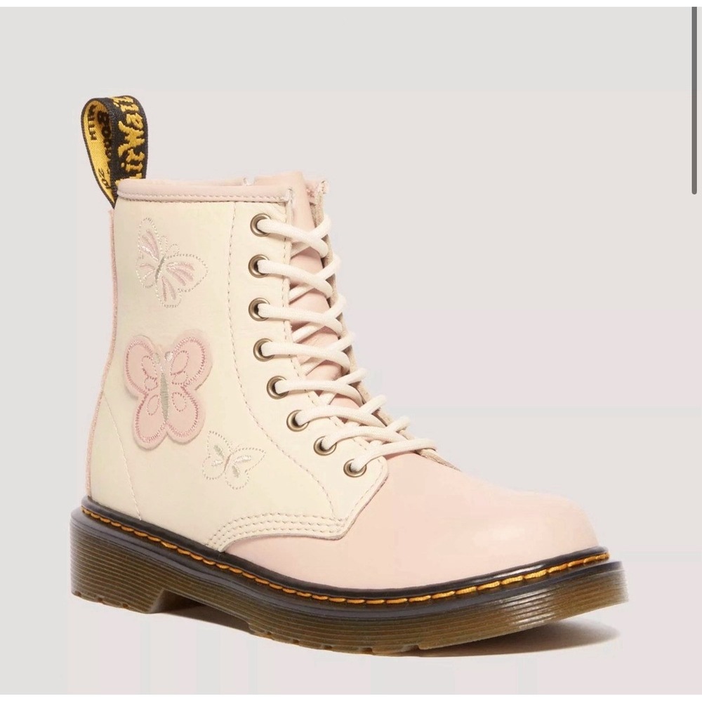 Dr. Martens Girl's Pink/Cream Leather Butterfly Boots 40939 Girls US Size 2